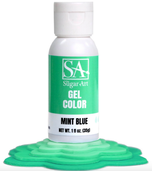 SUGAR ART Gel Color - Mint Blue - 1 Ounce Bottle