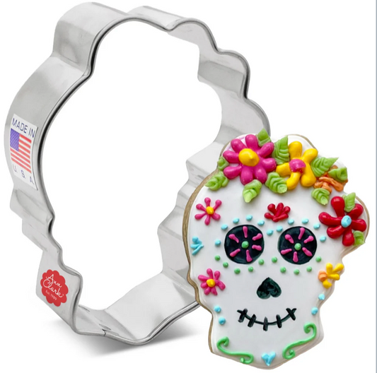 SUGAR SKULL W/FLOWERS Cookie Cutter,  Ann Clark Cookie Cutter, Ann Clark Collection