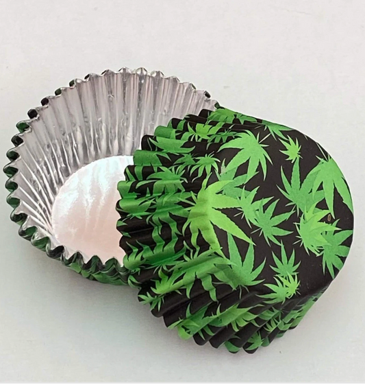 MARIJUANA FOIL LINED Cupcake Liners, Cupcake Papers, Standard Liners