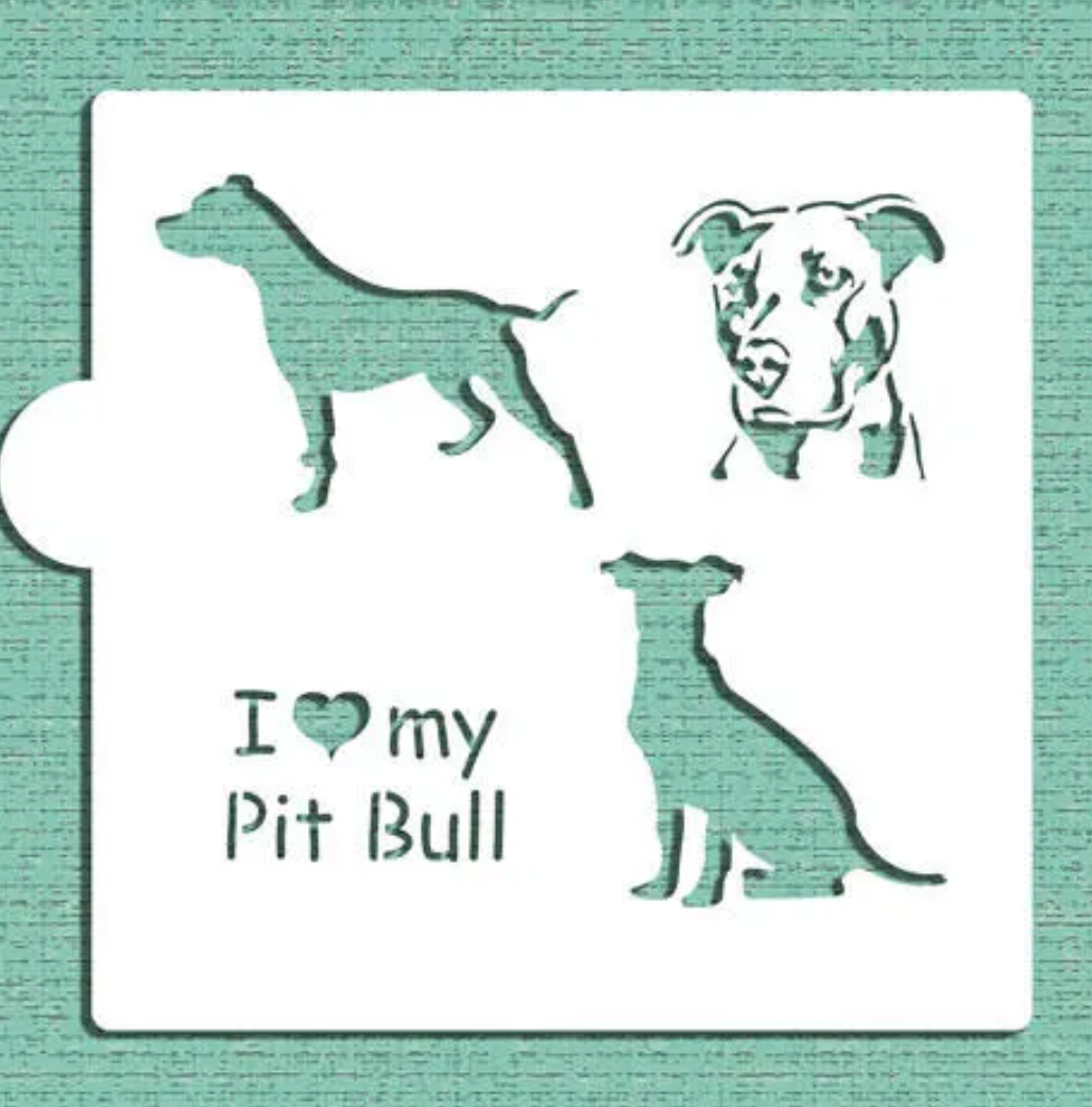 I LOVE MY Pit BULL Cookie Stencil "Designer Stencils" 5" x 5"