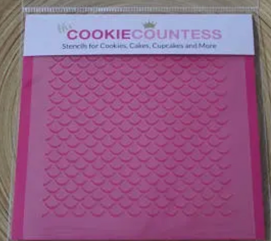 MERMAID SCALES SMALL, Cookie Countess, Cookie Stencil/Cupcake Stencil