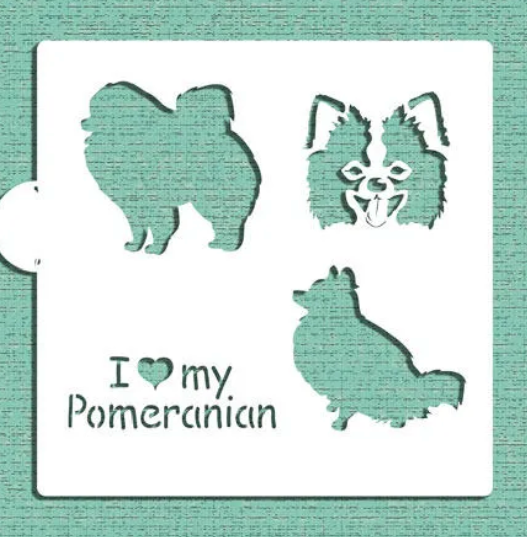 I LOVE MY POMERANIAN Cookie Stencil "Designer Stencils" 5" x 5"