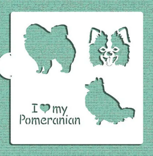 I LOVE MY POMERANIAN Cookie Stencil "Designer Stencils" 5" x 5"