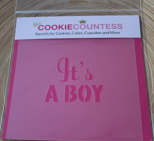 ITS A BOY!  Cookie Countess, Cookie Stencil/Cupcake Stencil