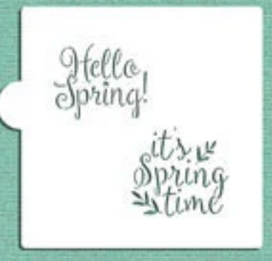 HELLO SPRING Cookie Stencil "Designer Stencils" 5" x 5"