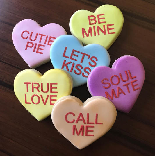 CONVERSATION HEARTS STENCIL Set, Cookie Countess, Cookie Stencil/Cupcake Stencil