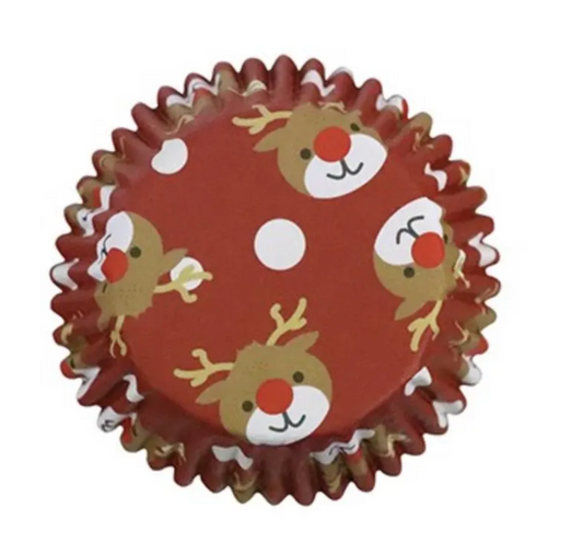 PME CHRISTMAS REINDEER - Cupcake Liners - Standard - 30 Per Pack - Foil Lined