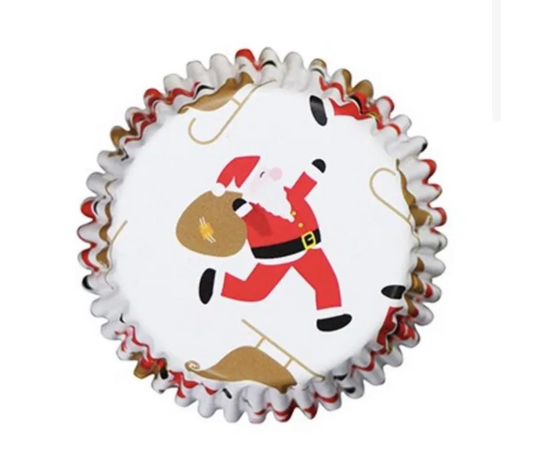 PME CHRISTMAS SANTA - Cupcake Liners - Standard - 30 Per Pack - Foil Lined