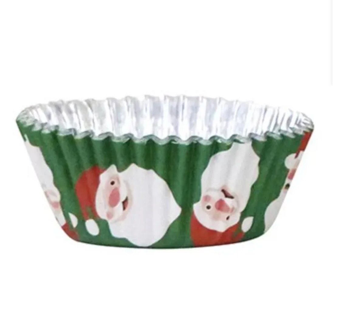 PME CHRISTMAS SANTA - Cupcake Liners - Standard - 30 Per Pack - Foil Lined