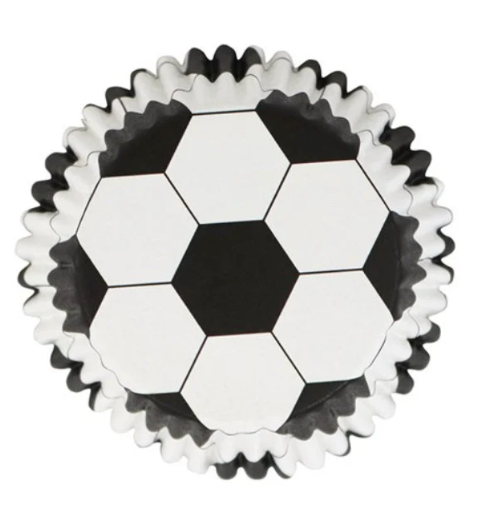 PME SOCCER/FOOTBALL - Cupcake Liners - Standard - 30 Per Pack - Foil Lined