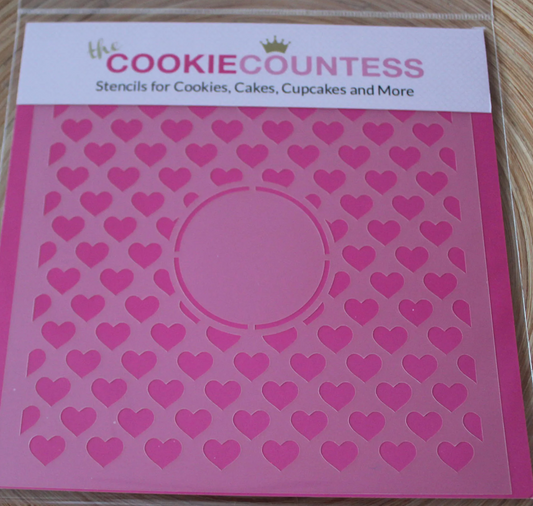 HEARTS MONOGRAM  Cookie Countess, Cookie Stencil/Cupcake Stencil