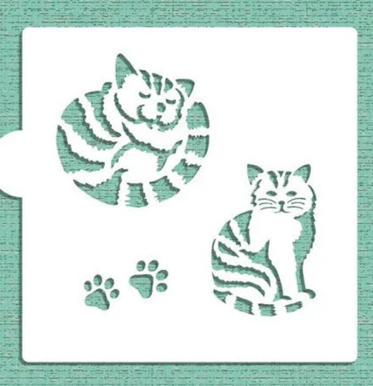 STRIPED CAT Cookie Stencil "Designer Stencils" 5" x 5"