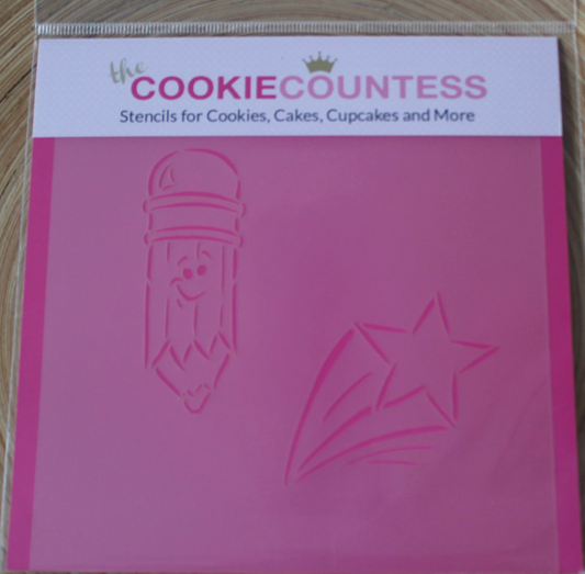 PENCIL & STAR PYO  Stencil, Cookie Countess, Cookie Stencil/Cupcake Stencil