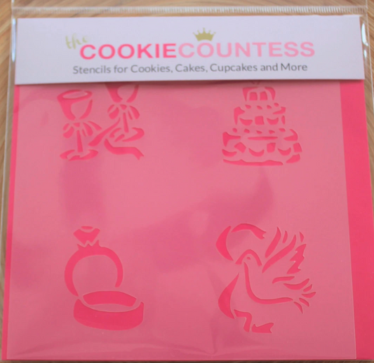 WHIMSICAL Wedding STENCIL, Cookie Countess, Cookie Stencil/Cupcake Stencil