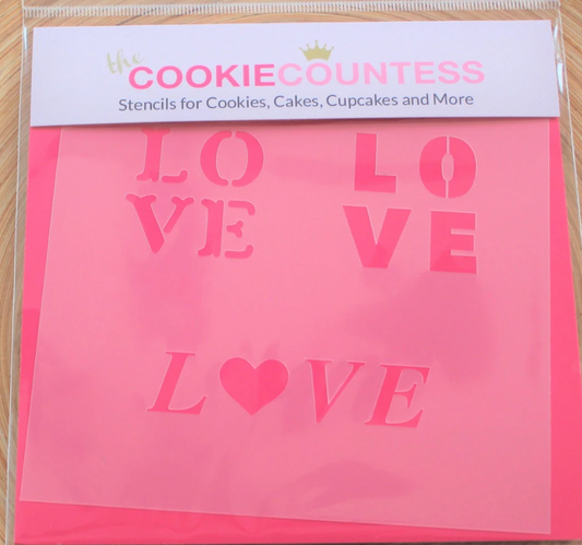 LOVE STENCIL, Cookie Countess, Cookie Stencil/Cupcake Stencil