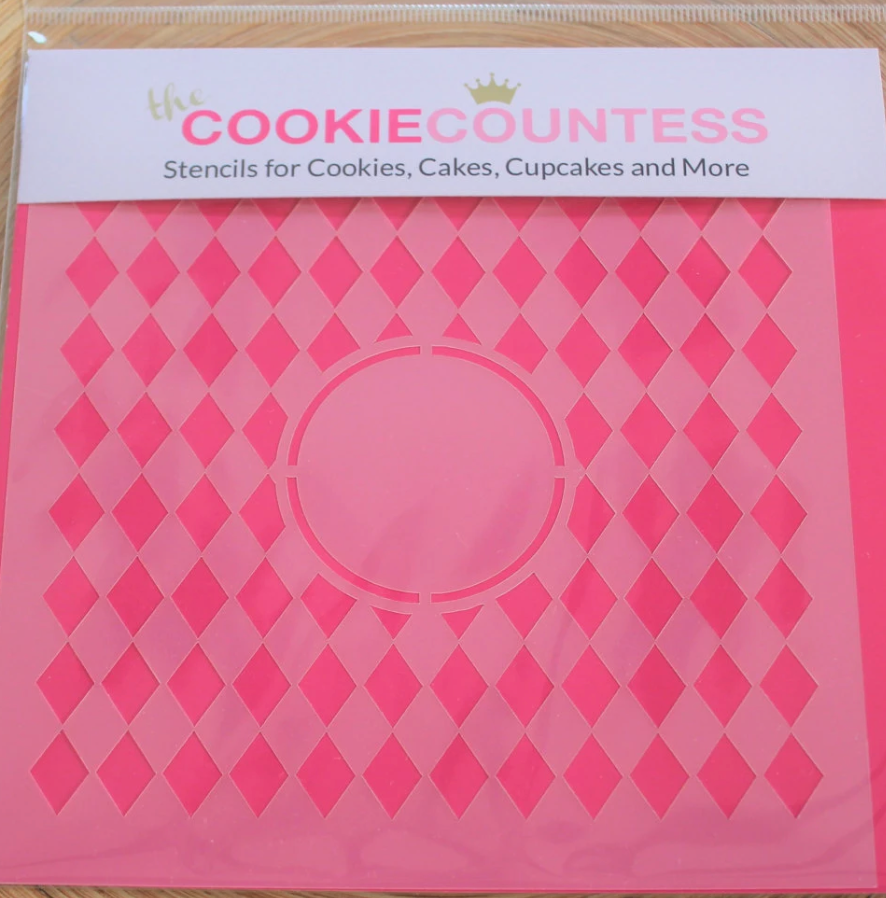 HARLEQUIN MONOGRAM STENCIL, Cookie Countess, Cookie Stencil/Cupcake Stencil