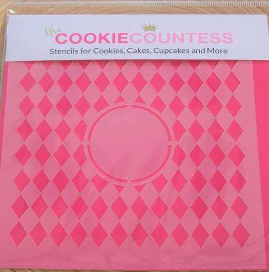 HARLEQUIN MONOGRAM STENCIL, Cookie Countess, Cookie Stencil/Cupcake Stencil