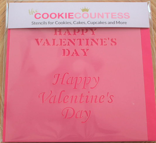 HAPPY VALENTINE STENCIL, Cookie Countess, Cookie Stencil/Cupcake Stencil