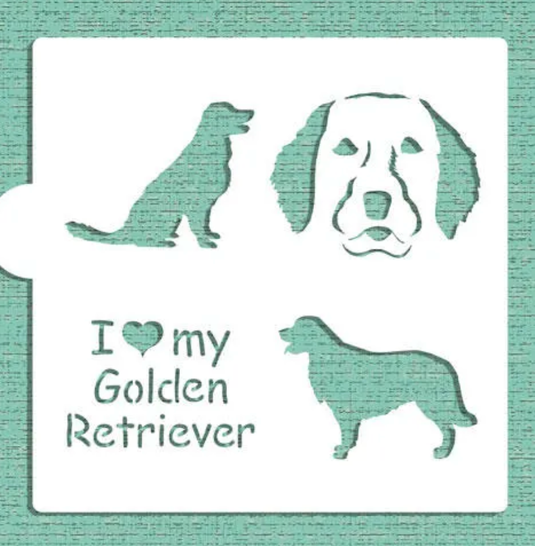 I LOVE MY GOLDEN Retreiver Cookie Stencil "Designer Stencils" 5" x 5"