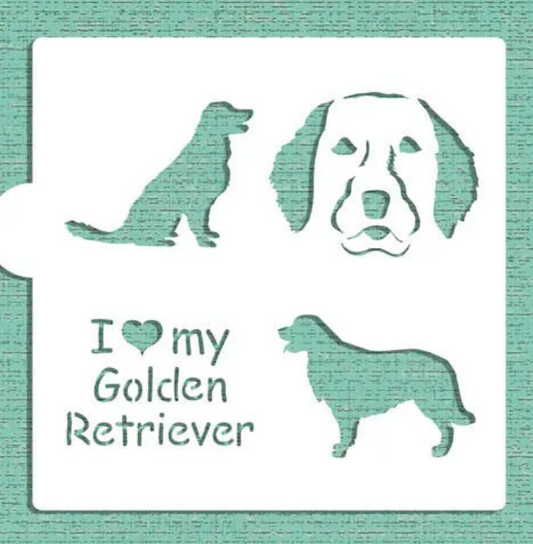I LOVE MY GOLDEN Retreiver Cookie Stencil "Designer Stencils" 5" x 5"