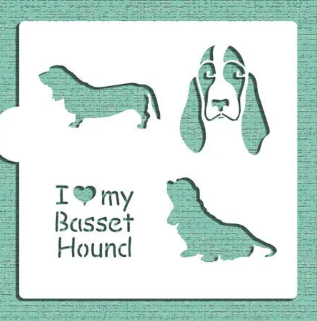 I LOVE MY BASSET Hound Cookie Stencil "Designer Stencils" 5" x 5"
