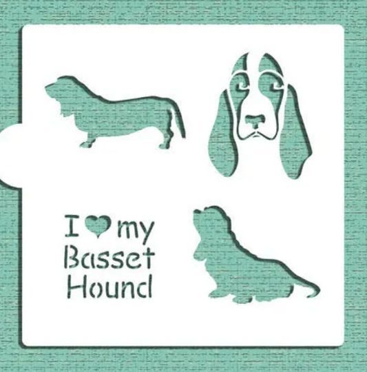 I LOVE MY BASSET Hound Cookie Stencil "Designer Stencils" 5" x 5"