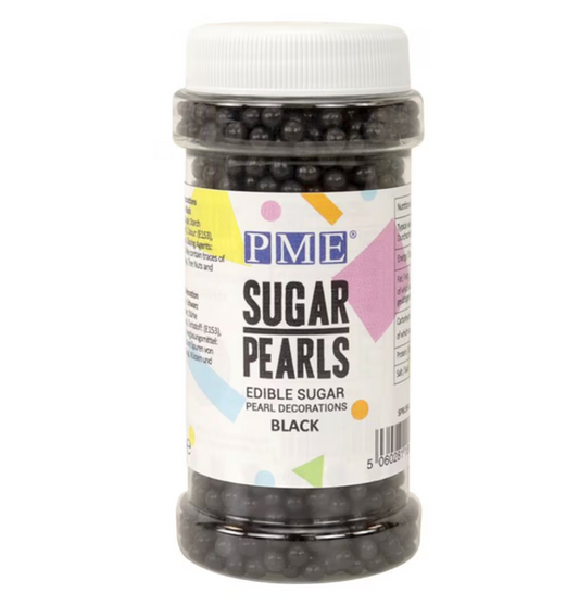 PME SUGAR PEARLS, Black, Sprinkles, Sweet Stuff Shoppe, 3.5  Ounce Container, 4MM