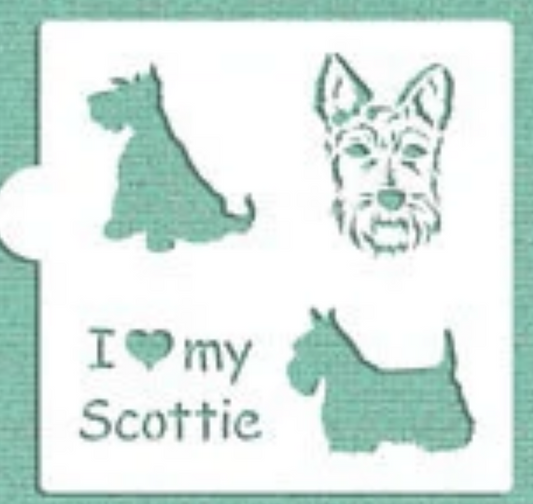 I LOVE MY SCOTTIE Cookie Stencil "Designer Stencils" 5" x 5"