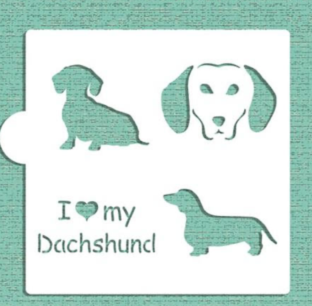 I LOVE MY DACHSHUND Cookie Stencil "Designer Stencils" 5" x 5"