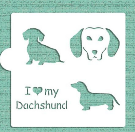 I LOVE MY DACHSHUND Cookie Stencil "Designer Stencils" 5" x 5"