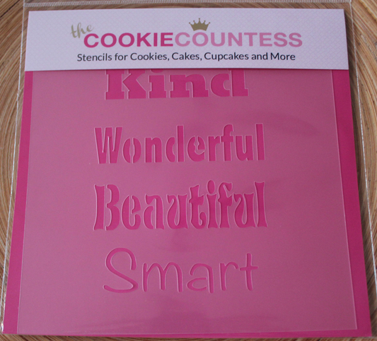 INSPIRATIONAL WORDS Cookie Countess, Cookie Stencil/Cupcake Stencil