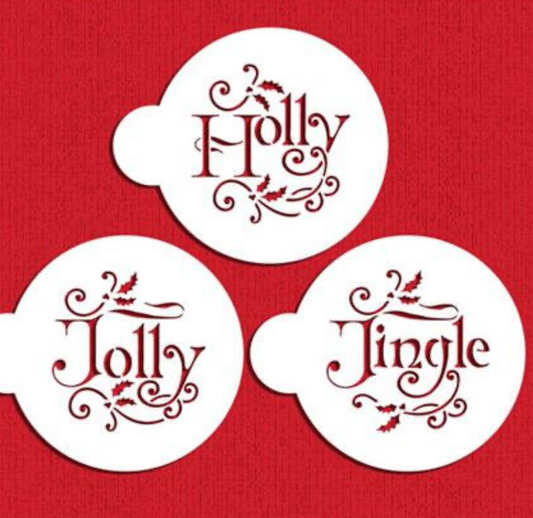 HOLLY, JOLLY, JINGLE Cookie Stencil  Set "Designer Stencils"