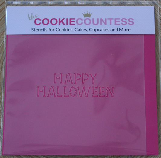 HAPPY HALLOWEEN Stencil, Cookie Countess, Cookie Stencil/Cupcake Stencil