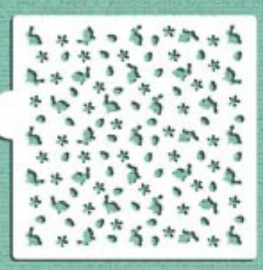 BUNNIES AND FLOWERS Cookie Stencil "Designer Stencils" 5" x 5"