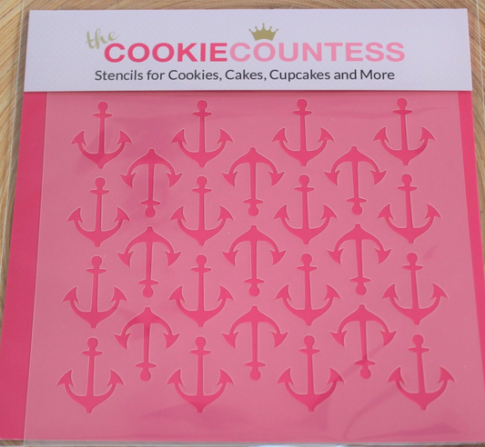 ANCHORS BACKGROUND Stencil, Cookie Countess, Cookie Stencil/Cupcake Stencil