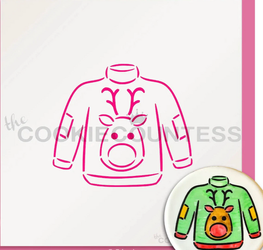 UGLY SWEATER PYO Cookie Countess, Cookie Stencil/Cupcake Stencil