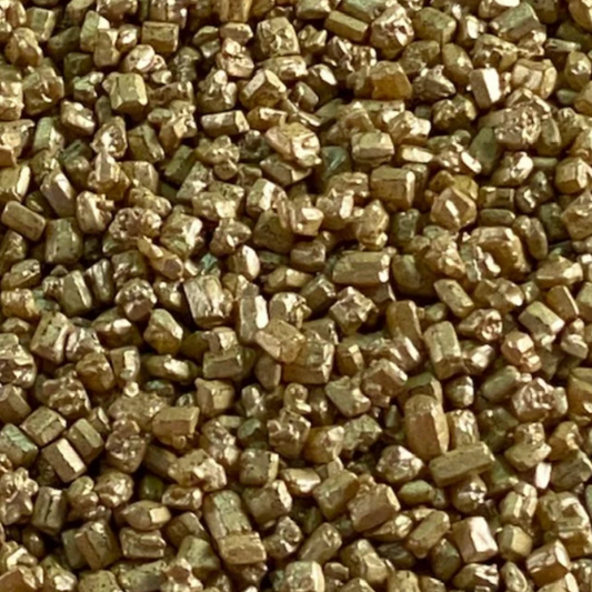 Metallic Mini ROCK SUGAR – BRASS, Sprinkles , 4 Ounces, Approx 2-2.5x size of sugar crystals