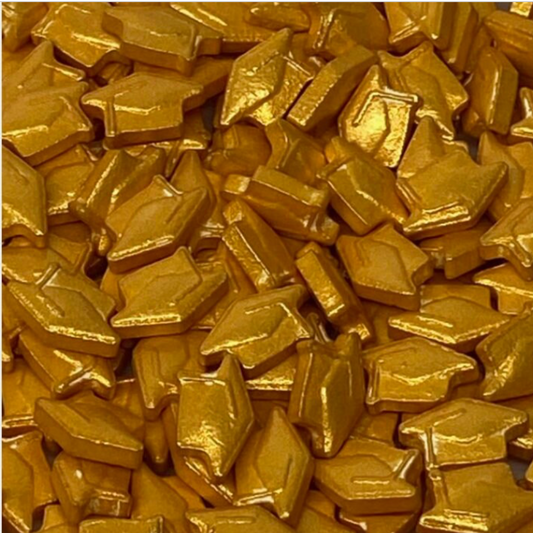 GOLD GRADUATION HATS Sprinkles, Sprinkles, 4 Ounces or 2 Ounces