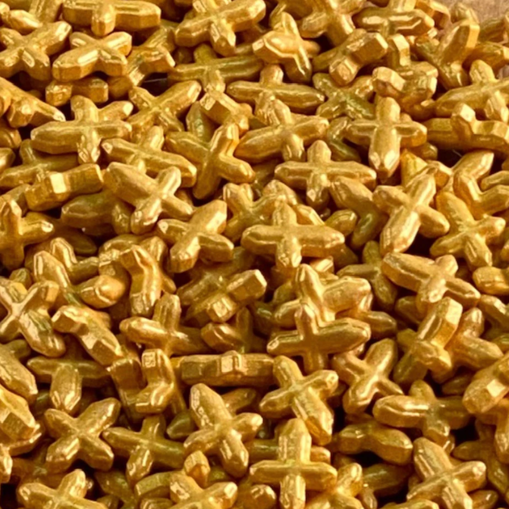 GOLD CROSS SPRINKLES,  Gold Sprinkles, 4 Ounces or 2 Ounces, Sprinkles