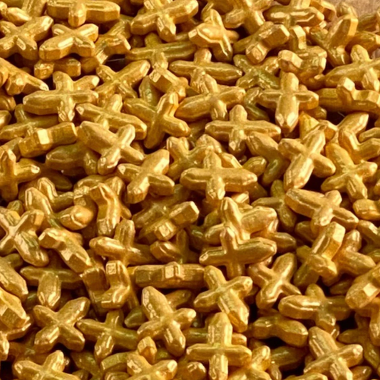 GOLD CROSS SPRINKLES,  Gold Sprinkles, 4 Ounces or 2 Ounces, Sprinkles