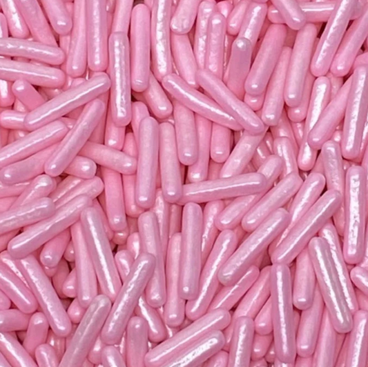 PEARLIZED PINK RODS Sprinkles, Pink Sprinkles, 2 or 4 Ounces, Thick Sprinkles