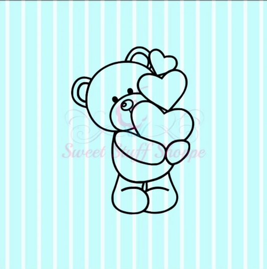 VALENTINE BEAR PYO, Matching Cutter Available, Silk Screen, Cookie Silk Screen, Cookie Stencil, Mesh Stencil, Custom Silk Screen