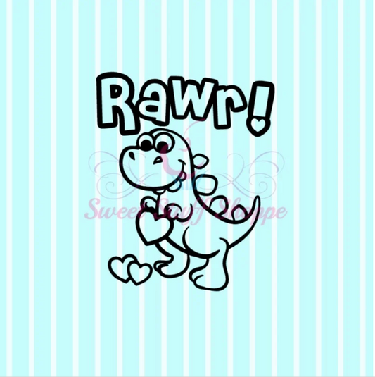DINO LOVE PYO, Silk Screen, Matching Cutter Available, Cookie Silk Screen, Silk Screen Cookie Stencil, Cookie Stencil, Custom Silk Screen