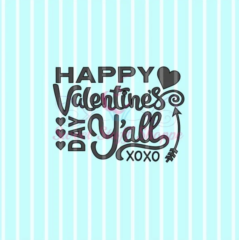 HAPPY VALENTINES Day Y'all Silk Screen,  Cookie Silk Screen, Silk Screen Cookie Stencil, Mesh Stencil, Cookie Stencil