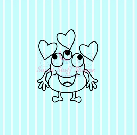 VALENTINE MONSTER PYO, Silk Screen, Cutter Available, Cookie Silk Screen, Cookie Stencil, Mesh Stencil, Custom Silk Screen