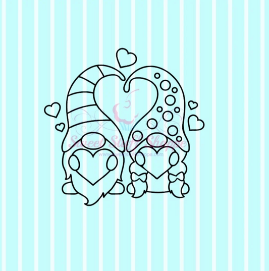 VALENTINE GNOME PYO, Silk Screen, Cutter Available, Cookie Silk Screen, Cookie Stencil, Mesh Stencil, Custom Silk Screen