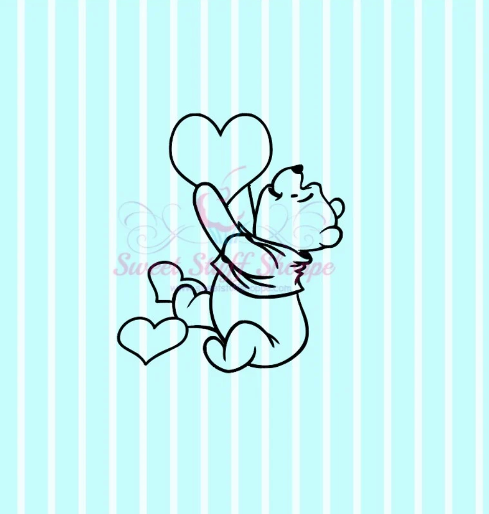 VALENTINE BEAR PYO, Silk Screen, Cutter Available, Cookie Silk Screen, Cookie Stencil, Mesh Stencil, Custom Silk Screen