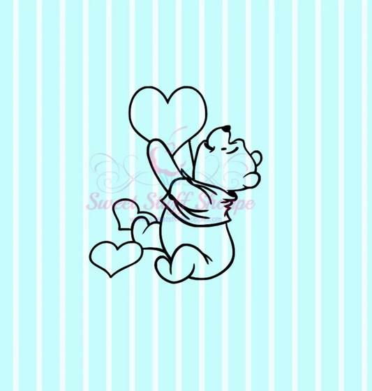 VALENTINE BEAR PYO, Silk Screen, Cutter Available, Cookie Silk Screen, Cookie Stencil, Mesh Stencil, Custom Silk Screen