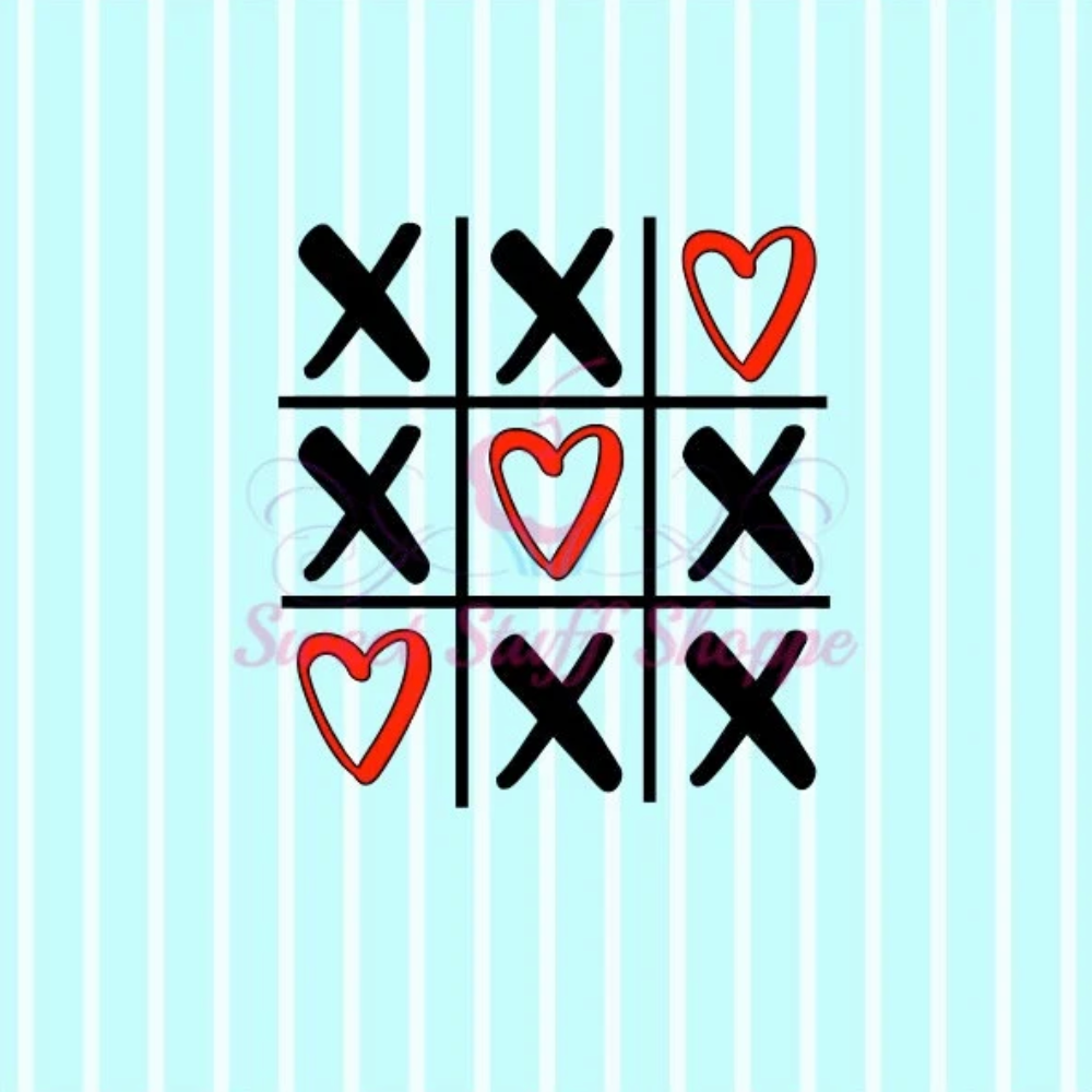 TIC TAC TOE Valentine, Silk Screen, Cookie Silk Screen, Silk Screen Cookie Stencil, Mesh Stencil, Cookie Stencil, Custom Silk Screen