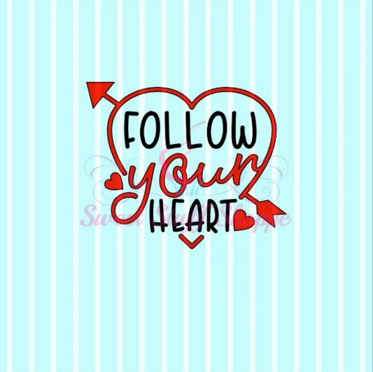 FOLLOW  YOUR HEART, Silk Screen, Cookie Silk Screen, Silk Screen Cookie Stencil, Mesh Stencil, Cookie Stencil, Custom Silk Screen